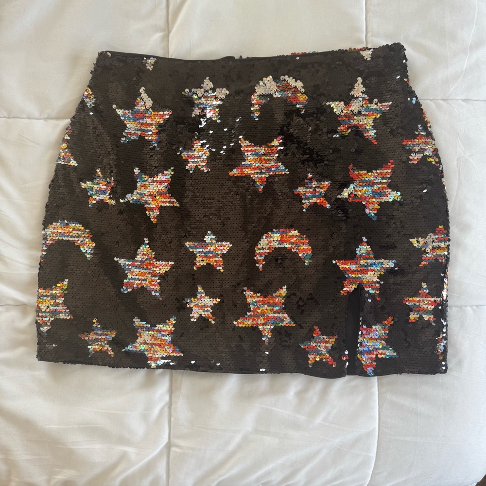 Nasty Gal Black Sequin Star Mini Skirt